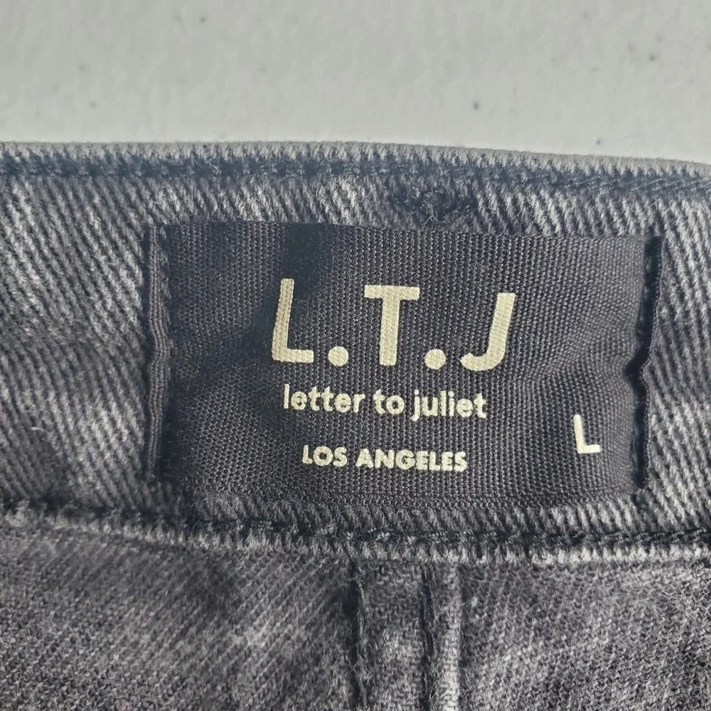 Letter to Juliet Distressed Jean Shorts Womens L Black‎ Acid Wash Grunge Y2K New